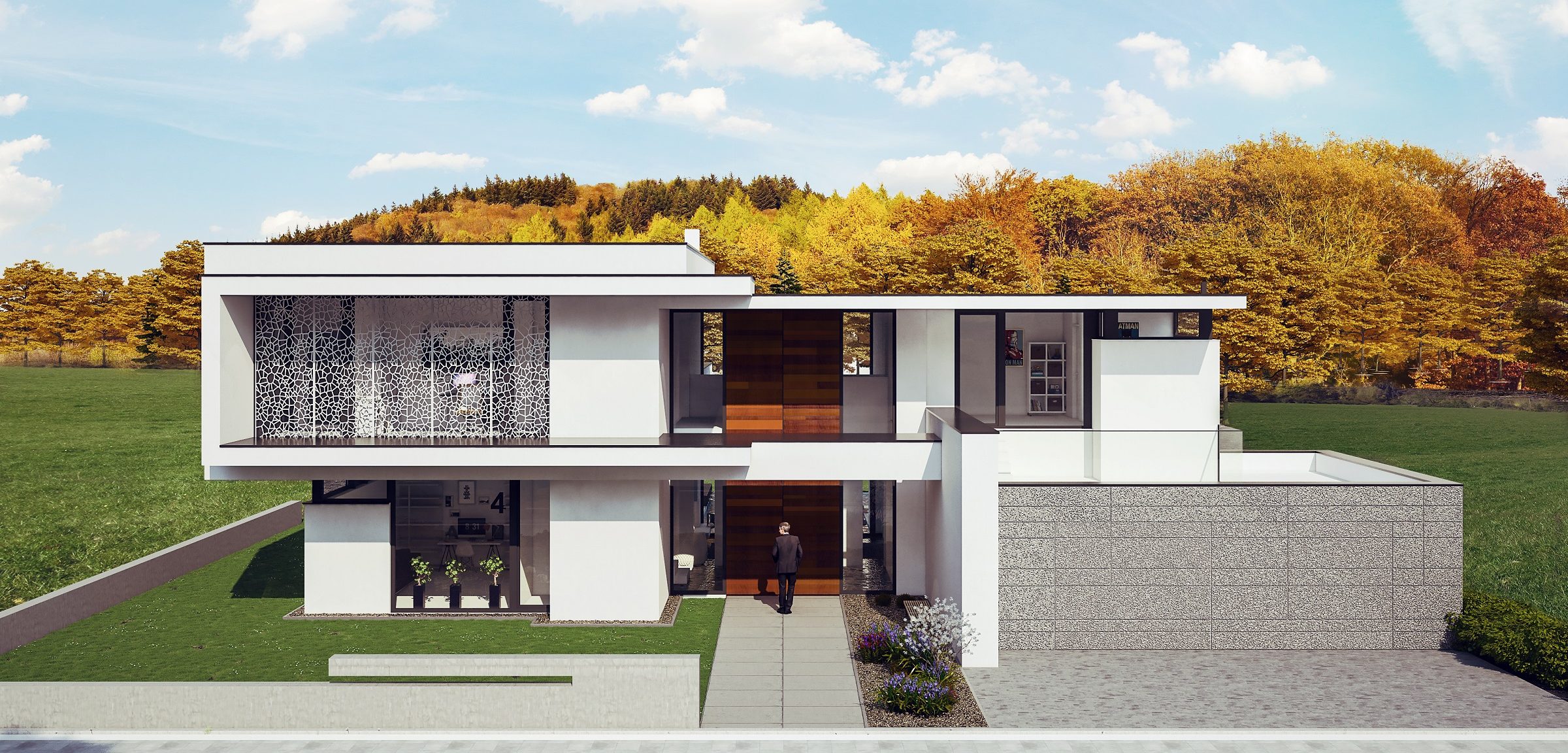 Einfamilienhaus in Königstein in einem sehr modernen Baustil von der Straße aus