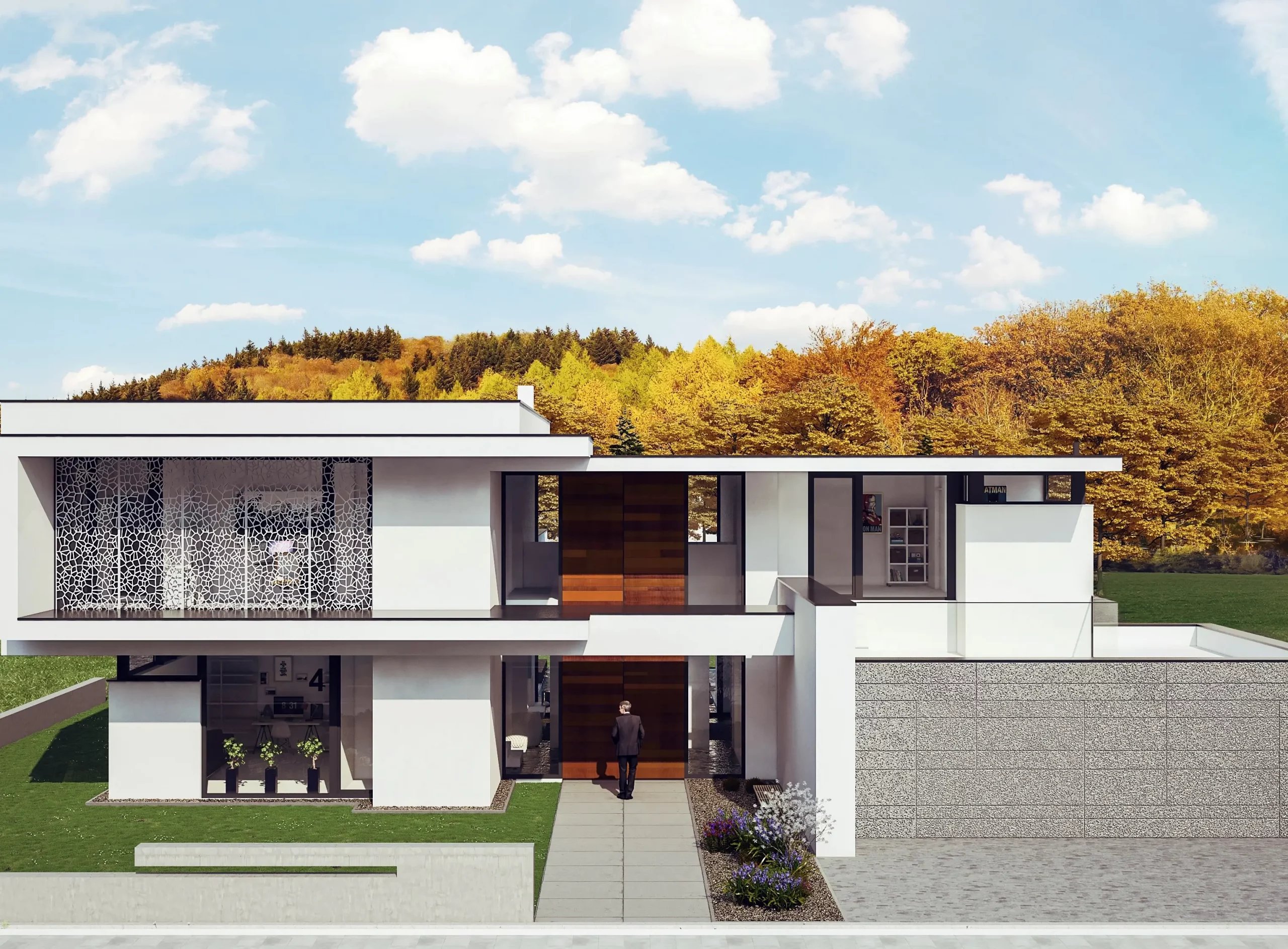 Visualisierung der Villa in Koenigstein von vorne.