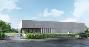 visualisierung des Neubaus der Schwimmschule Sharky in Weilerswist.